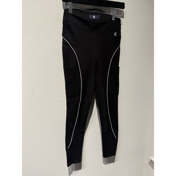 Horze Ladies Grand Prix Silicone Full Seat Breeches US Size 24- Black‎ & White - Picture 2 of 9